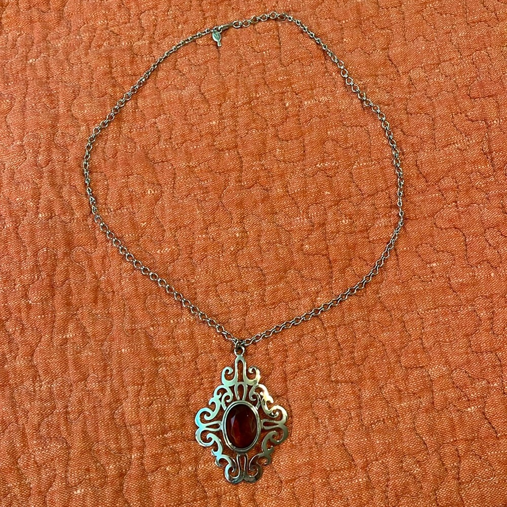 Vintage Sarah Coventry Necklace with Gem Centered Drop Pendant